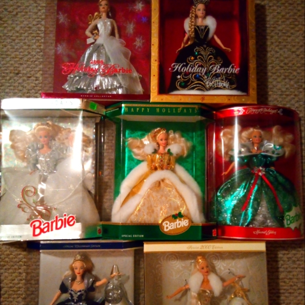 8 Holiday Barbies NRFB/NIB